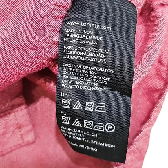 Tommy Hilfiger Women’s Burgundy Speckled Button Down Shirt L Elbow Patch Y2K - Picture 5 of 7